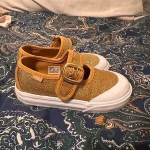Vans Kids Glitter Mary Jane Sneaker in Mustard